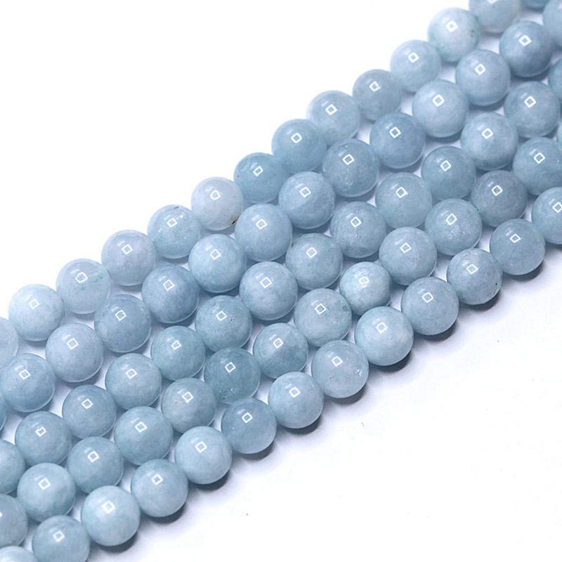 PLTbeads Natural Gemstone Loose Beads Smooth Round Approxi 15 inch DIY Bracelet Necklace for Jewelry Making (6mm, Light Blue Dyed Jade) - Image 4